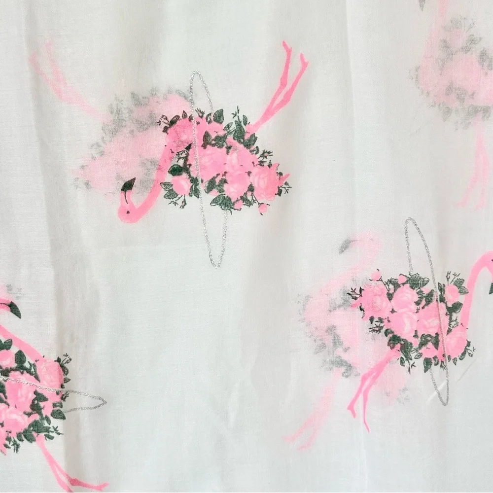 VTG Flamingo Sheer Sparkle Scarf Headcover Coverup Multi Use Feminine Pink White
